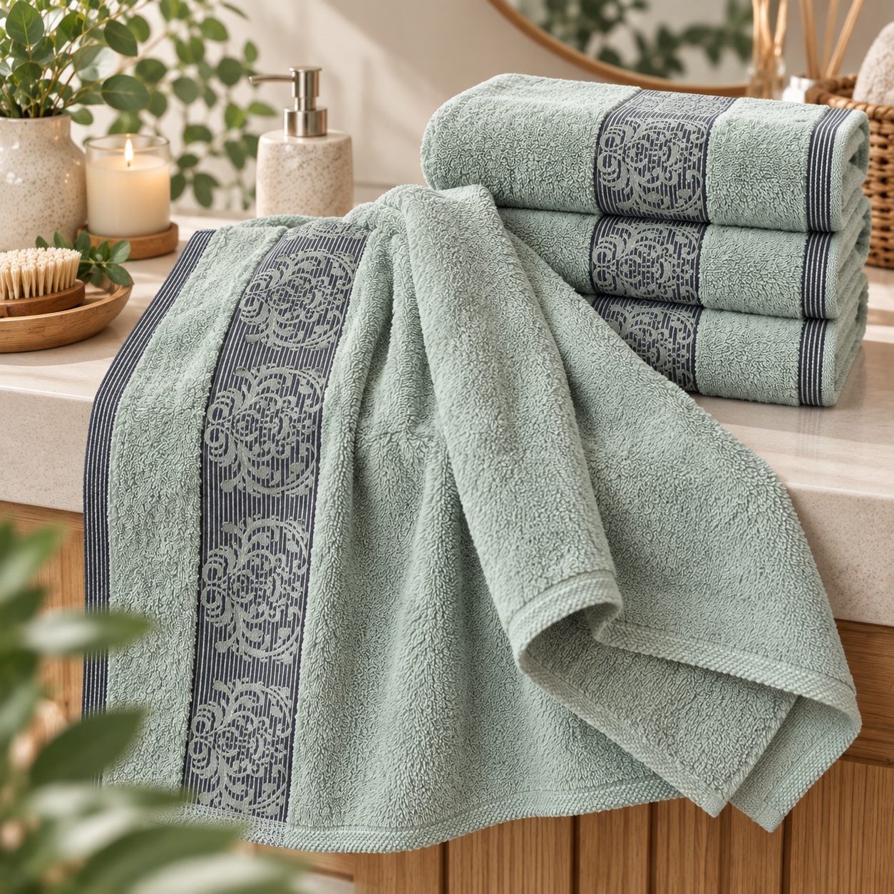RĘCZNIK KĄPIELOWY 70x140 500g/m2 FROTTE MIĘTOWY MINT 100% BAWEŁNA
