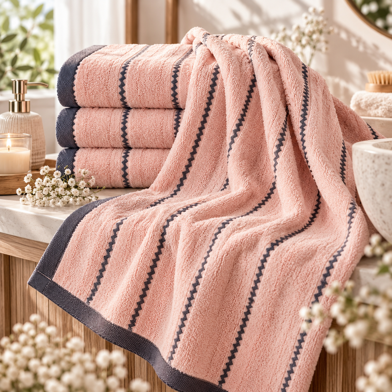 RĘCZNIK 70x140 550g/m2 FROTTE RÓŻANY ROSE 100% BAWEŁNA