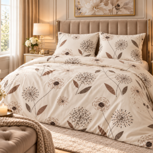 KOMPLET POŚCIEL FLANELOWA KOŁDRA 160×200 PODUSZKA 2X70X80 FLANELA KAWOWE SZEPTY BAWEŁNIANA PRODUCENT