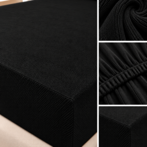 PRZEŚCIERADŁO FROTTE Z GUMKĄ (NA GUMKĘ) 120x200 CZARNE PRODUCENT
